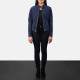 Kelsee Navy Blue Suede Biker Jacket